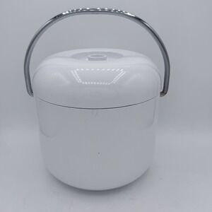 Vintage White Melamine Plastic Ice Bucket Metal Holder Retro